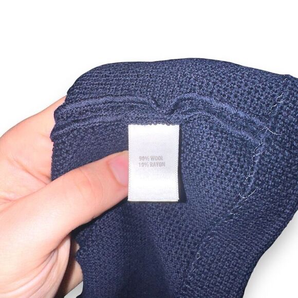 St. John Caviar Navy Wool Knit Made in USA Formal Dress Sz 8 - Picture 6 of 7